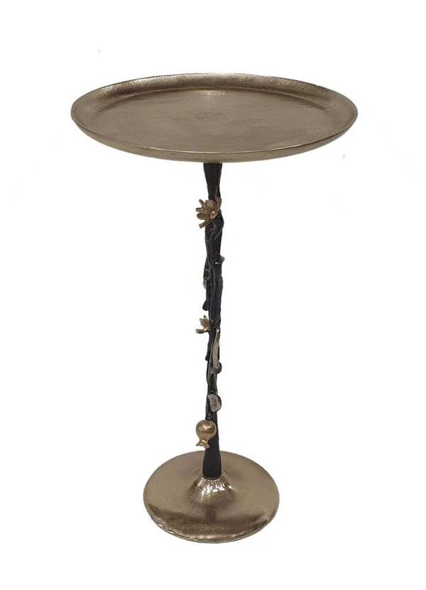 English Elm 13.8x13.8x24" Gold Aluminum Rope Knot Side Table with Polished White Marble Base W2078P461587