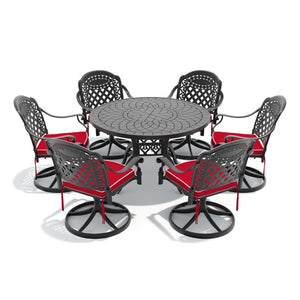 English Elm 7-piece Cast Aluminum Outdoor Dining Set with Swivel Chairs and Round Patio Table W1710S00310