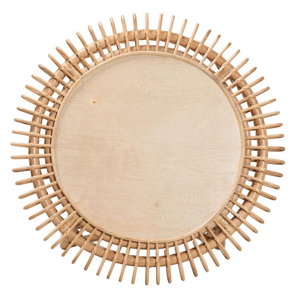 English Elm Modern Handcrafted Rattan Round Coffee Table Openwork Boho Living Room Accent B2750P420385