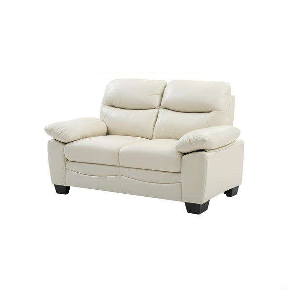 English Elm Glory Marta G674-L Loveseat with Pocket Coil Seating, PU Upholstery, Removable Backs, Durable Design Off White 15 L x 60 W x 31 H B078108380