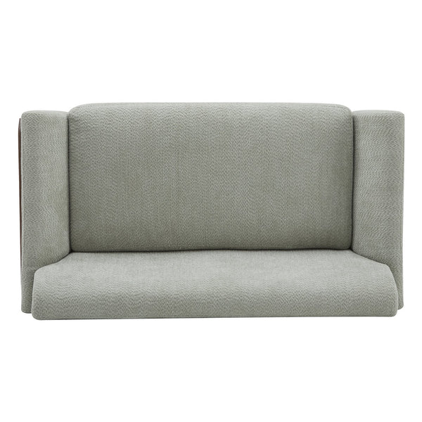 English Elm Christopher Knight Home® - Boucle Mid-Century Flared Arms Loveseat with Elm Legs — Plush Bouclé Upholstery, Cozy Modern Accent (57.5") Light Green,Walnut N771P294675L