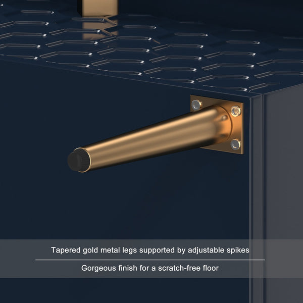 English Elm Modern Tapered Leg 7-Drawer Freestanding Cabinet with Gold Pulls and Heavy-Duty 120lb Drawers for Storage Blue 53.5 L x 18.5 W x 11.42 H T3609P352417