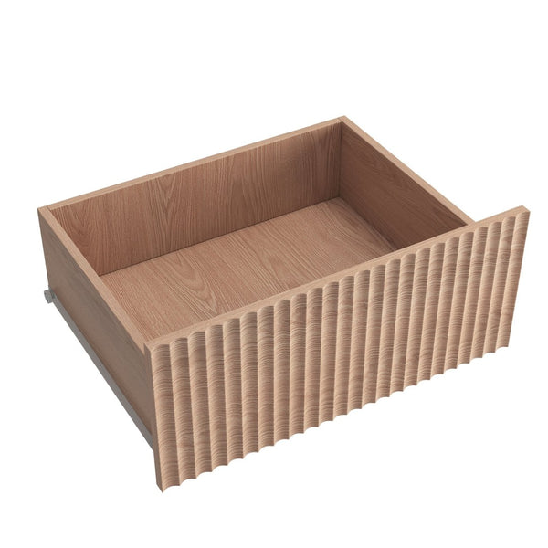 English Elm 9 Drawer Matte Wood Dresser with Wave Front Mid Century Modern Low Profile Storage Natural W409P387580
