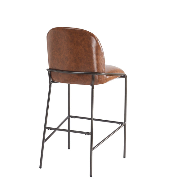 English Elm Christopher Knight Home® - Galen Upholstered Metal Barstool Set of 2 with Plush Stain-Resistant Fabric, Ergonomic Modern Design Brown N775P290453P