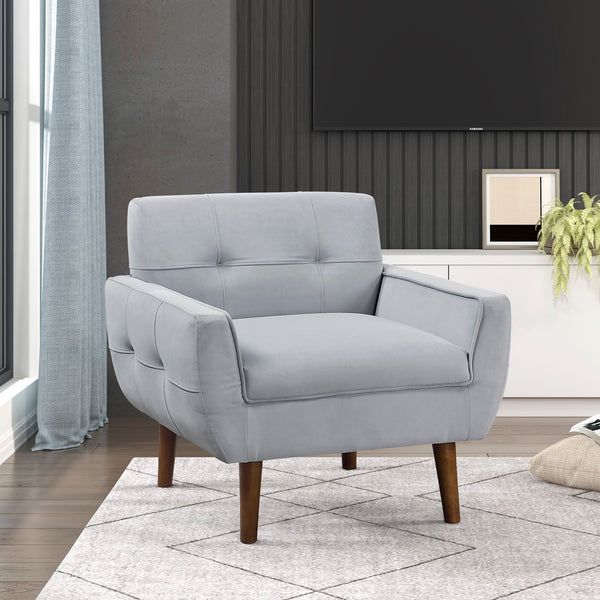 English Elm Gray Accent Chair Velvet Tufted Upholstered Seat with Cushioned Back, Modern Living Room Accent B011P283267