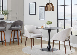 English Elm Chair Set of Two with Tapered Walnut Metal Legs and Off-white Upholstered Seats B202S02112
