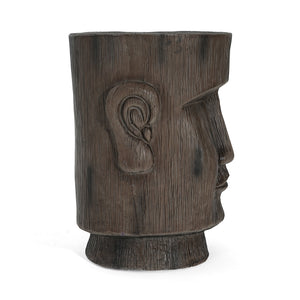 English Elm Christopher Knight Home® - Outdoor Moai Head Side Table - Light Grey Magnesium Oxide Pedestal, Weatherproof Accent Stool N770P342313L
