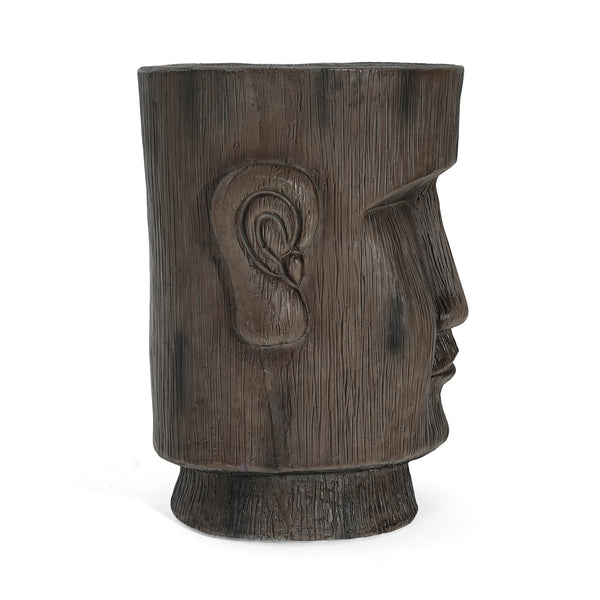 English Elm Christopher Knight Home® - Outdoor Moai Head Side Table - Light Grey Magnesium Oxide Pedestal, Weatherproof Accent Stool N770P342313L