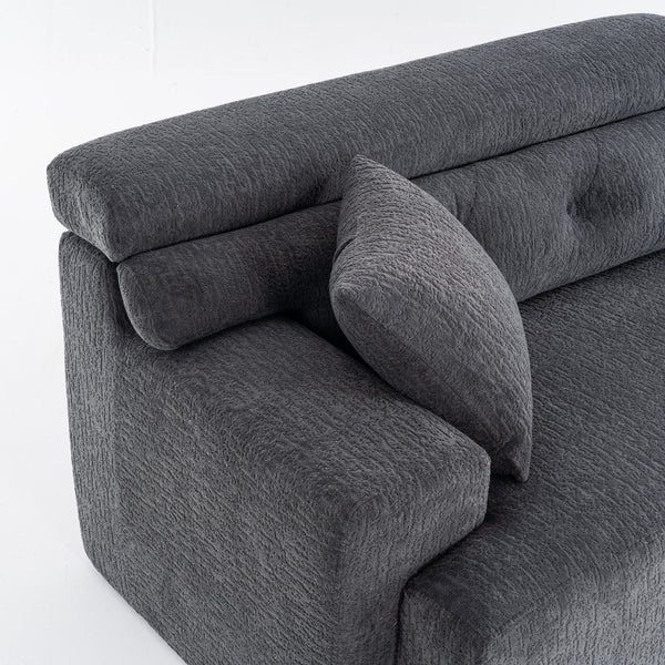 English Elm LY-029 Modular Gray Compression Sofa — 4-Seater L-Shaped Chenille, High-Density Foam, Elegant Comfort W2231S00021