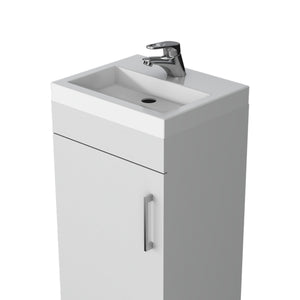 English Elm Madrid Bathroom Vanity Melamine White 1 Door Compact Modern Storage Cabinet for Small Baths B128S00012