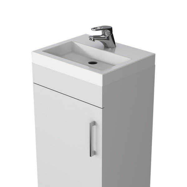 English Elm Madrid Bathroom Vanity Melamine White 1 Door Compact Modern Storage Cabinet for Small Baths B128S00012