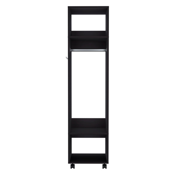 English Elm Wardrobe Devon Black Engineered Wood with Mirror, Clothing Rod & Shelves — Compact Bedroom Storage Durable B092P225206
