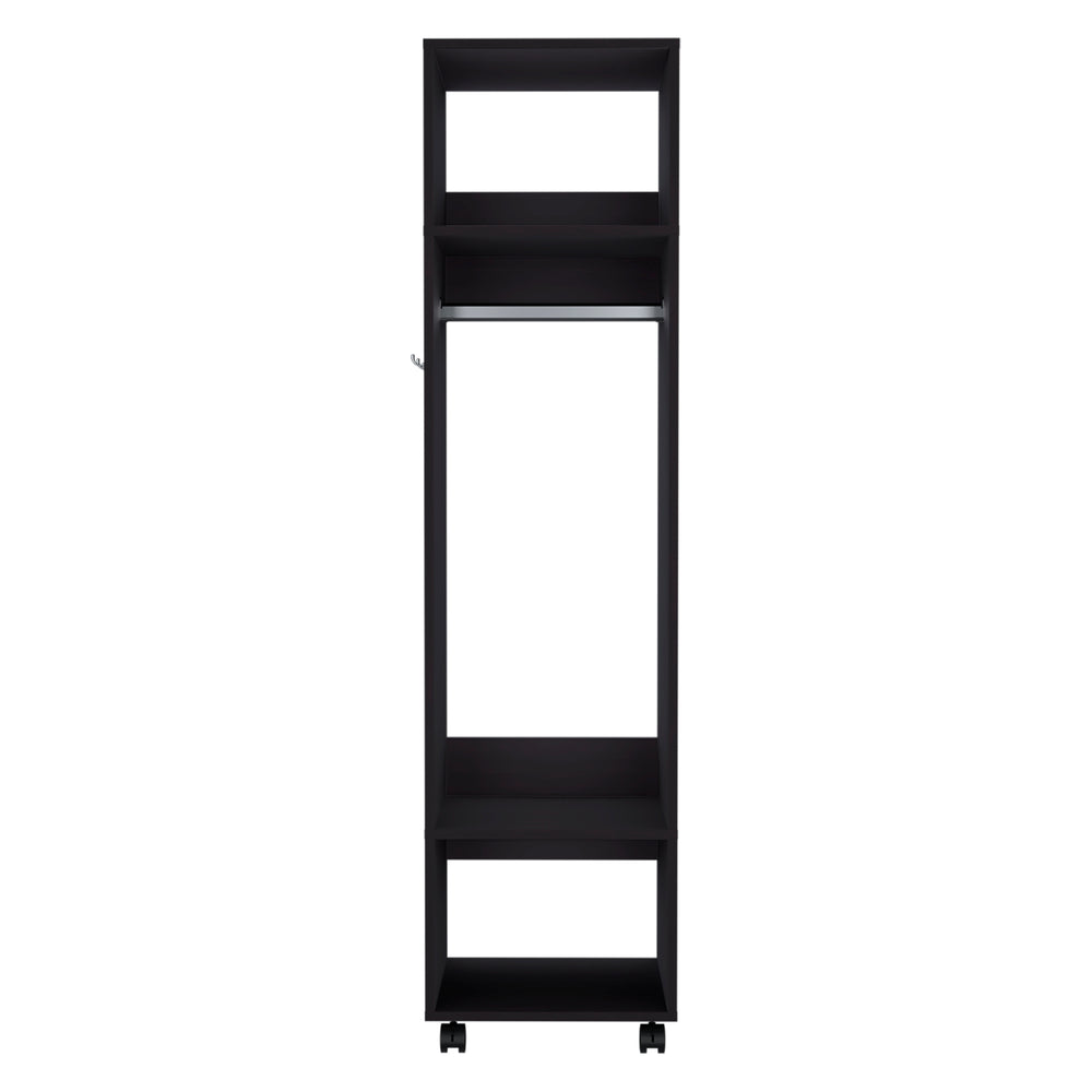 English Elm Wardrobe Devon Black - Compact Engineered Wood Closet with Mirror, Rod & Deep Shelves for Bedrooms B092P225206