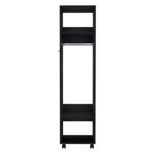 English Elm Wardrobe Devon Black - Compact Engineered Wood Closet with Mirror, Rod & Deep Shelves for Bedrooms B092P225206