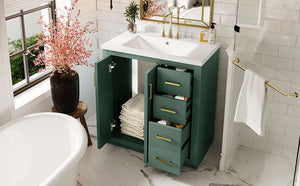 English Elm 30'' Bathroom Vanity - Retro Style With Ceramic Sink, Soft-Closing Doors & Ample Storage Space N710P191947F