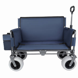 English Elm 3-in-1 Folding Wagon with Convertible Bench Seat Steel Frame 500lb All Terrain Dark Blue W2932P390464