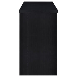 English Elm Irving Matte Black Freestanding Bar Cabinet with Wine Grid and Stemware Storage B062P451808