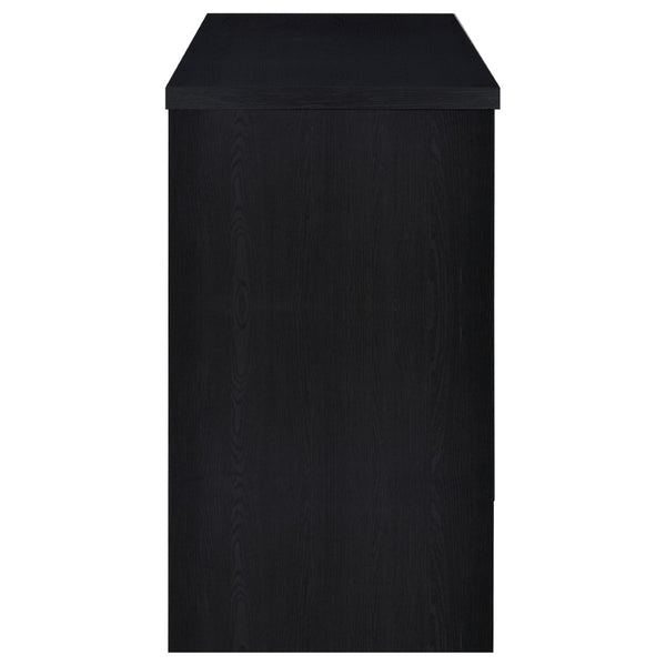 English Elm Irving Matte Black Freestanding Bar Cabinet with Wine Grid and Stemware Storage B062P451808