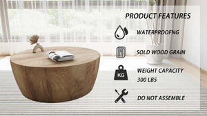 English Elm 31.5" Round Drum Coffee Table Mdf Wood Grain Modern Industrial Living Room Accent W3732P495748