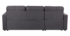 English Elm Sorrelle Linen Sleeper Sectional with Reversible Chaise and Hidden Storage Compartment Dark Gray B2749S00040