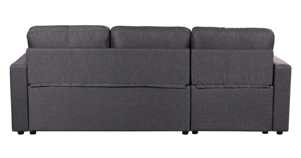 English Elm Sorrelle Linen Sleeper Sectional with Reversible Chaise and Hidden Storage Compartment Dark Gray B2749S00040
