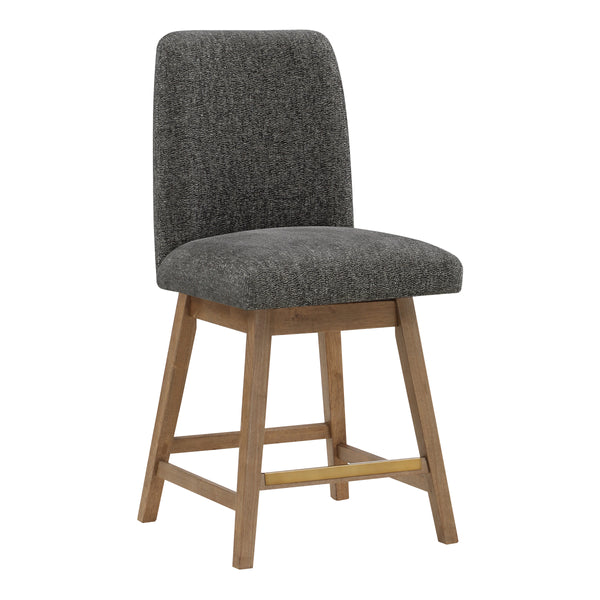 OSP Home Furnishings Finley 26” Swivel Counter Stool  - Set of 2 Charcoal/Med Oak