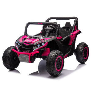 English Elm 24v Two Seat Kids Electric Utv with Parental Remote Suspension Off Road Ride On Pink W1578P184801