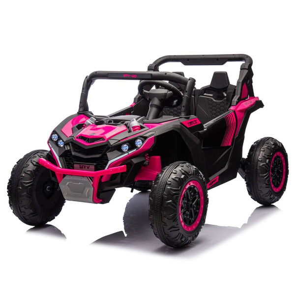 English Elm 24v Two Seat Kids Electric Utv with Parental Remote Suspension Off Road Ride On Pink W1578P184801
