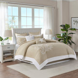 Harbor House Coastline Coastal 6 Piece Oversized Cotton Jacquard Comforter Set HH10-1547 Khaki