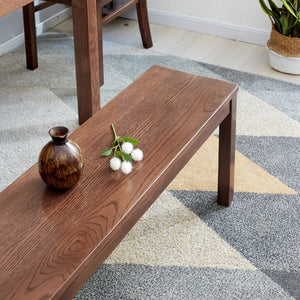 English Elm (1.2m) Solid Oak Dining Bench with Walnut Finish Metal Reinforced Seat Farmhouse Style W1283P434414