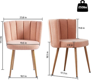 English Elm Modern Faux Fur Dining Chairs Set of 2 with Wood Grain Iron Legs for Home or Cafe W23461124