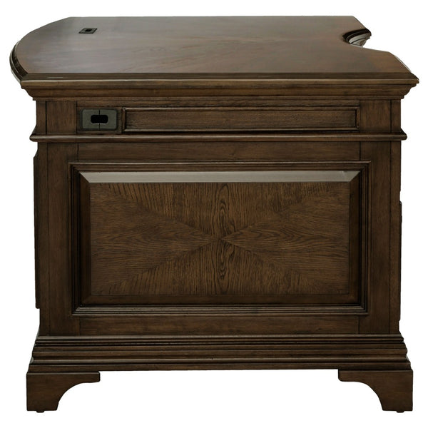 English Elm Stigham Burnished Oak Executive Desk With 7 Drawers, Elegant Bronze Hardware & Ample Storage Space B062S00800-GIGA