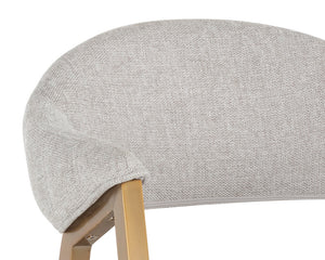 Sunpan Burgos Dining Armchair - Modern Curved Seatback with Gold Stainless Steel Frame for Stylish Dining Belfast Heather Grey