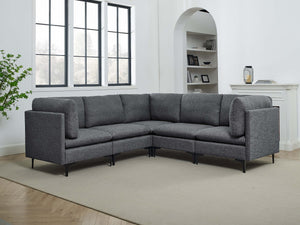 English Elm Linen Upholstered Modular Sectional Sofa with Tall Black Metal Legs for Living Room Dark Gray B2748S00112