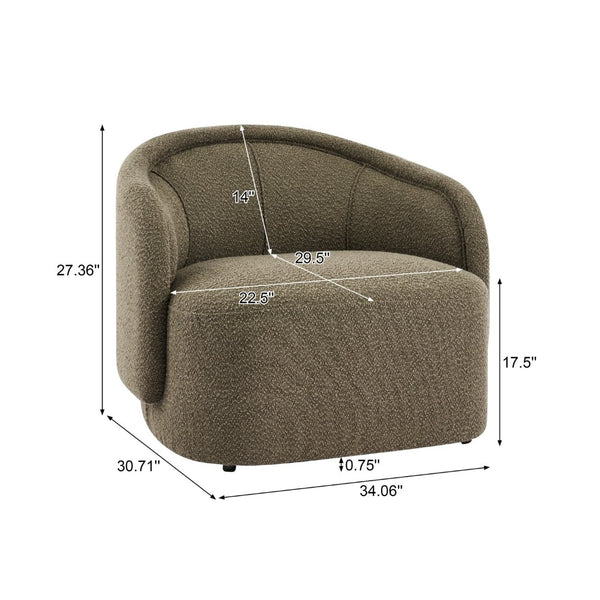 English Elm Amanda Sculptural Boucle Accent Chair Plush Cream Upholstery for Modern Living Spaces Green N767P381615G