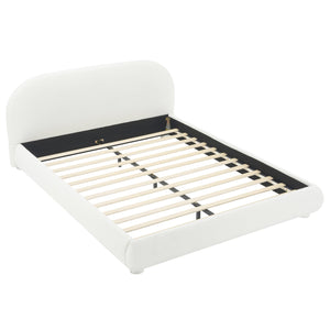 English Elm Christopher Knight Home® - Cream Granular Fabric Upholstered Bed with Curved Headboard, 800lb Capacity, Modern Warm Queen Elegance N769Q347972W