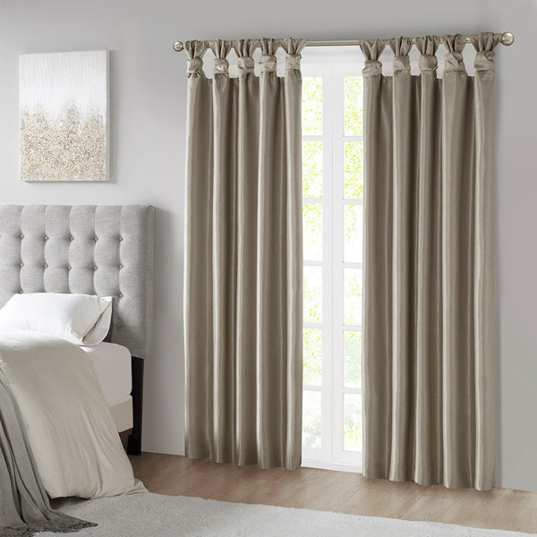 English Elm Twist Total Blackout Curtain Panel In Pewter 50X95" - Elegant Foam Back, Noise Reduction & Energy-Saving B03598299-GIGA