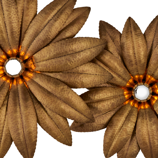 Alithea Nature-Inspired Brass Wall Sconce with Hand-Hammered Petals for Elegant Home Illumination
