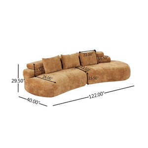 English Elm 122" Curved Modular Sectional Sofa Cloud Fill Polyester Upholstered Living Room Seating Pumpkin Yellow N771P396326C_N771P396327C
