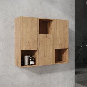 English Elm 36" Bathroom Side Cabinet - Stylish Wall-Mounted Storage, Soft-Close Doors & Durable Imitative Oak Finish W999S00374