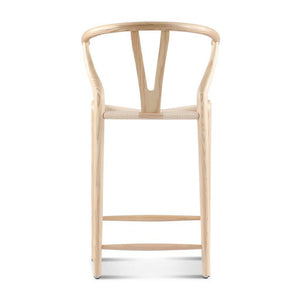 English Elm Wishbone Counter Stool Natural Ash - Solid Ash Wood, Eco Oil Finish, Non-Toxic Upholstery, 38" H B353P343809