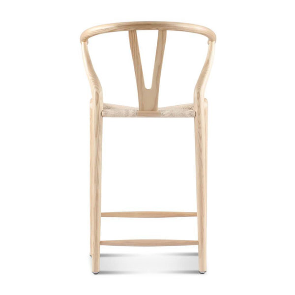 English Elm Wishbone Counter Stool Natural Ash - Solid Ash Wood, Eco Oil Finish, Non-Toxic Upholstery, 38" H B353P343809