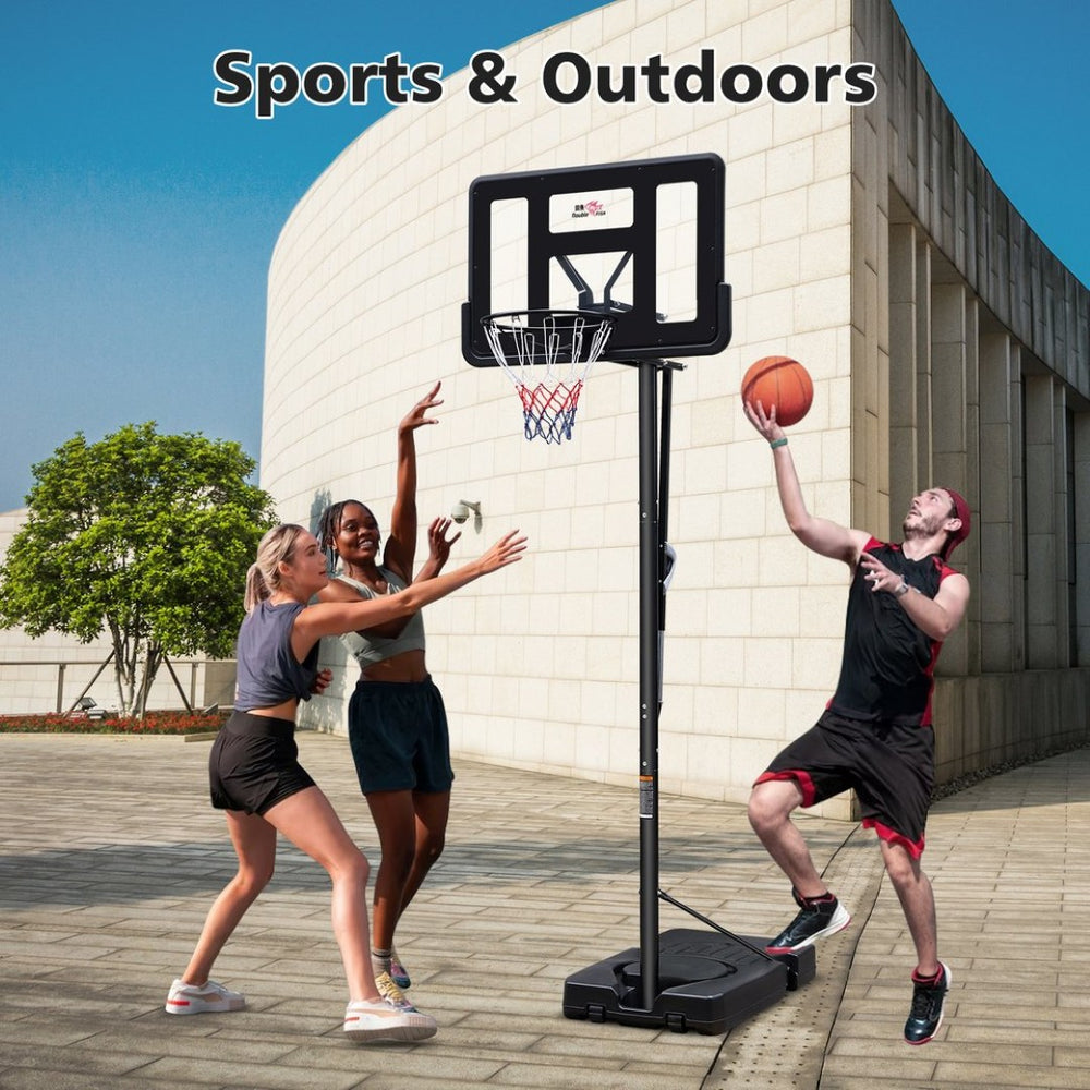 English Elm Double Fish Adjustable Portable Basketball Hoop 44 Inch Shatterproof Backboard Fillable Base W3087P251063