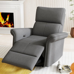 English Elm 270° Swivel Power Recliner Velvet Glider Rocker with Usb Ports for Living Room W1028S00057