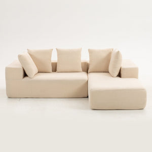 English Elm Full Foam Modular L-shaped Sectional Sofa Flannelette Upholstered with Five Throw Pillows W3326S00022