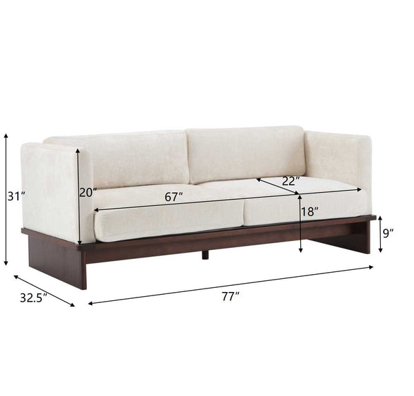 English Elm Christopher Knight Home® - 77 Modern 3-Seater Boucle Sofa with Solid Walnut Base, Square-Arm Design, Durable Breathable Fabric Beige N773IS00033B