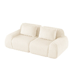 English Elm 82" Modular Sectional Sofa Flannelette Upholstery Deep Seat No Assembly Living Room Cream W714P377086