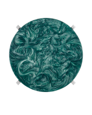 Currey & Company Rina Teal Drinks Table – Elegant Artisan Crafted Design With Stunning Organic Pattern And Metal Frame Blue Composite ,Stainless Steel 4000-0227-currey-company