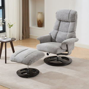 English Elm 069dr-ergonomic Swivel Recliner with Massage Heating Chenille Wingback Lounge Chair Grey W527S00010