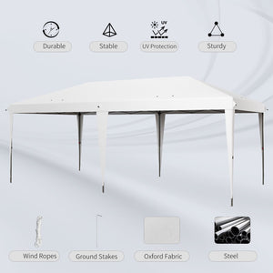 English Elm Outsunny 10' X 19.2' Heavy Duty Pop Up Canopy Tent - Instant Outdoor Shelter For Events, Bbqs, Weddings W2225P200887-GIGA